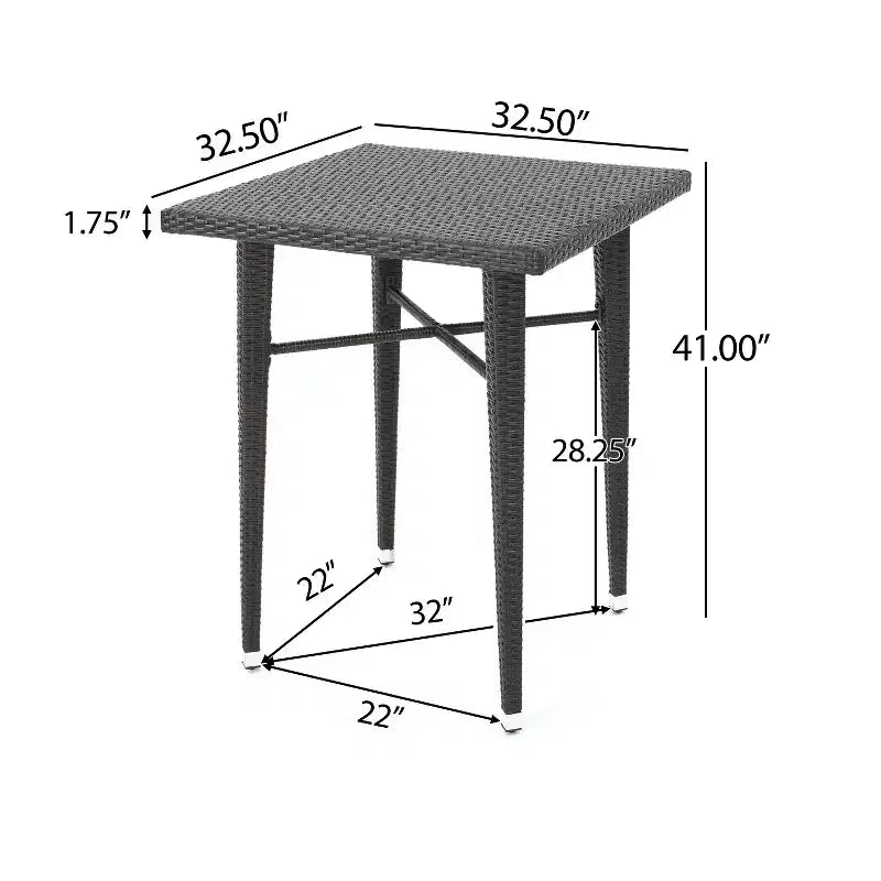 Ensemble de bar carré d'extérieur 5 pièces en osier Colbin Christopher Knight Home, Multibrown