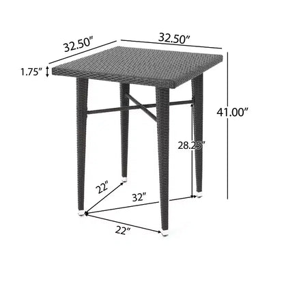Ensemble de bar carré d'extérieur 5 pièces en osier Colbin Christopher Knight Home, Multibrown