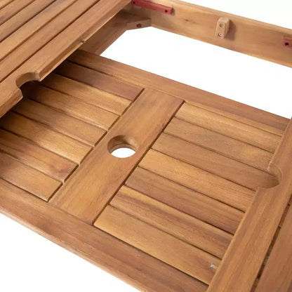 GDFStudio Aloha Ensemble de salle à manger extensible 9 pièces en bois d'acacia et osier, naturel sablé/multibrun