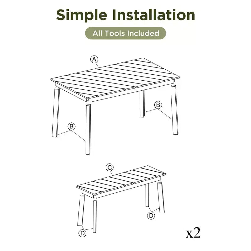 Ensemble de salle à manger d'extérieur en bois Whisen avec 2 bancs, table de pique-nique en bois d'acacia pour patio, porche, jardin - Naturel
