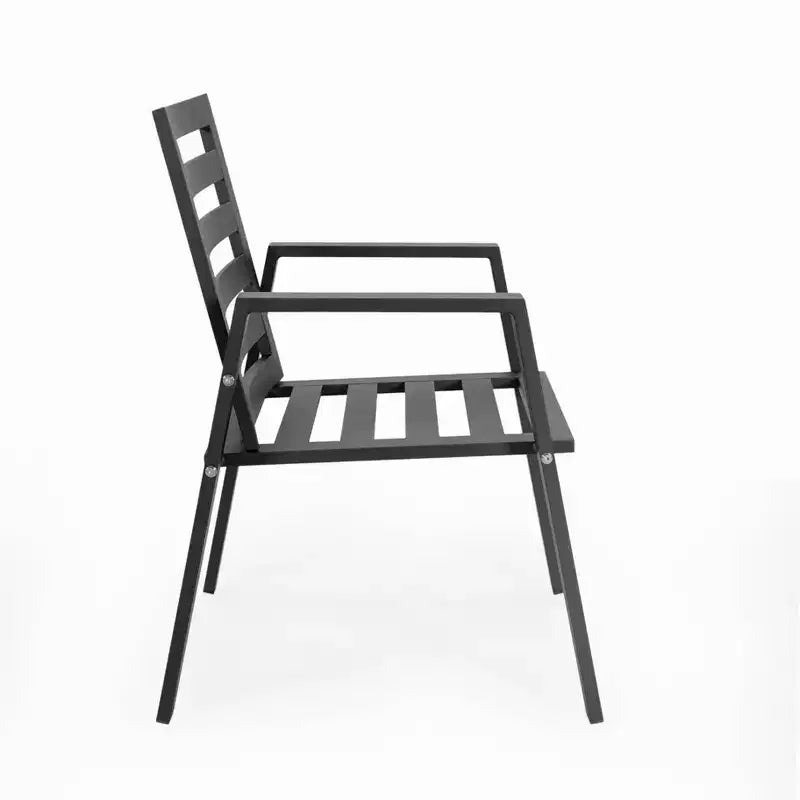 Ensemble de salle à manger d'extérieur 5 pièces LeisureMod Chelsea, table à manger ronde en aluminium de 48 pouces et 4 fauteuils de salle à manger