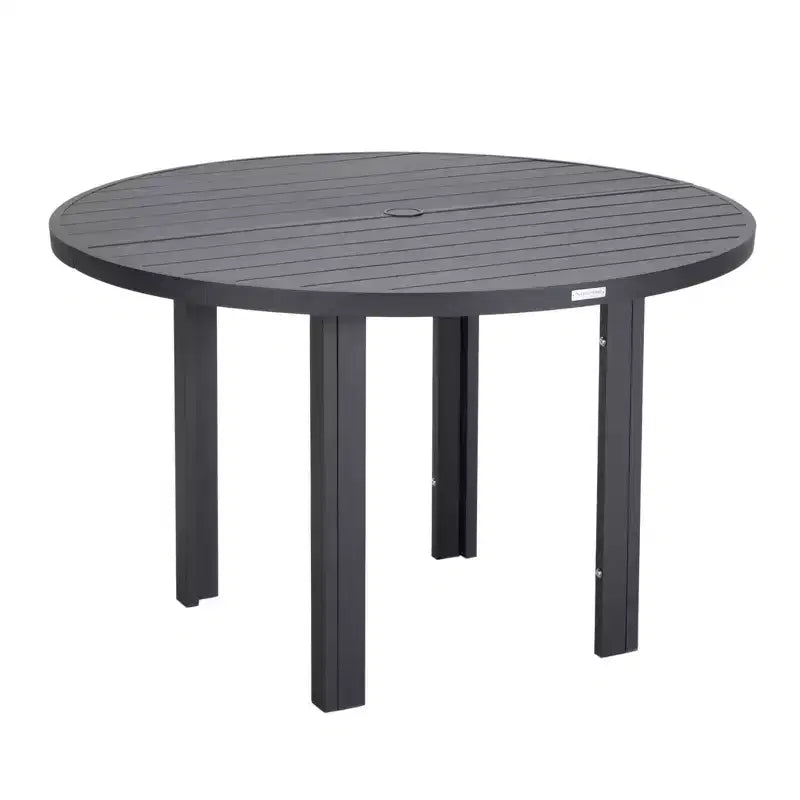 Ensemble de salle à manger d'extérieur 5 pièces LeisureMod Chelsea, table à manger ronde en aluminium de 48 pouces et 4 fauteuils de salle à manger