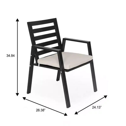 Ensemble de salle à manger d'extérieur 5 pièces LeisureMod Chelsea, table à manger ronde en aluminium de 48 pouces et 4 fauteuils de salle à manger