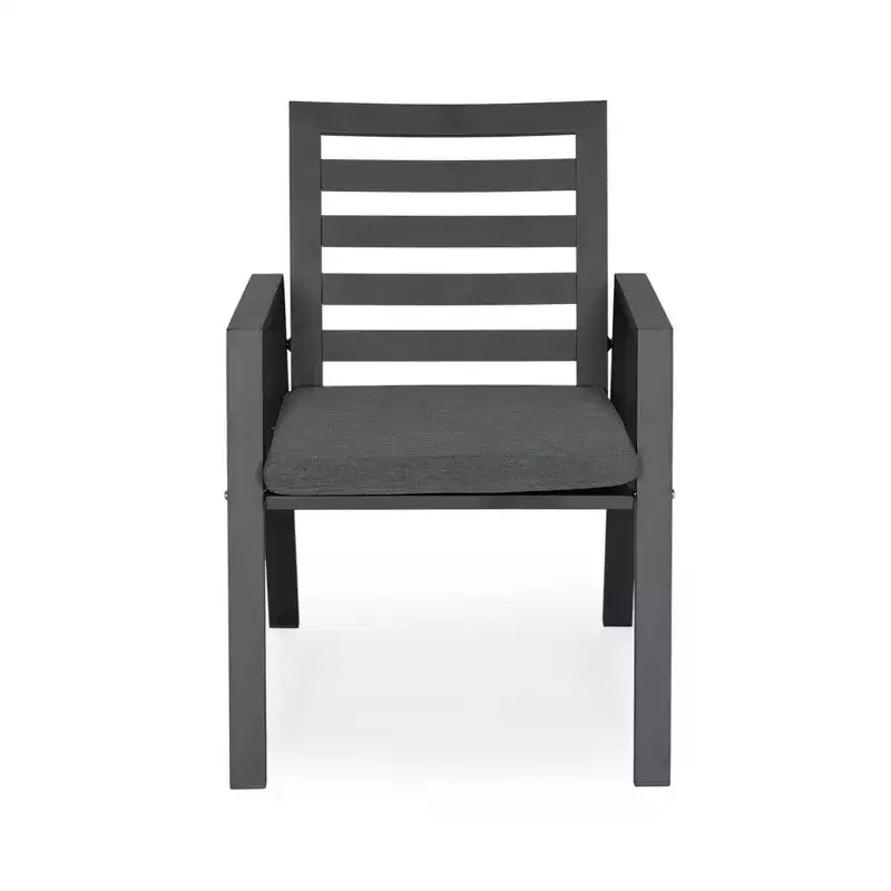 Ensemble de salle à manger d'extérieur 5 pièces LeisureMod Chelsea, table à manger ronde en aluminium de 48 pouces et 4 fauteuils de salle à manger