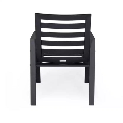 Ensemble de salle à manger d'extérieur 5 pièces LeisureMod Chelsea, table à manger ronde en aluminium de 48 pouces et 4 fauteuils de salle à manger