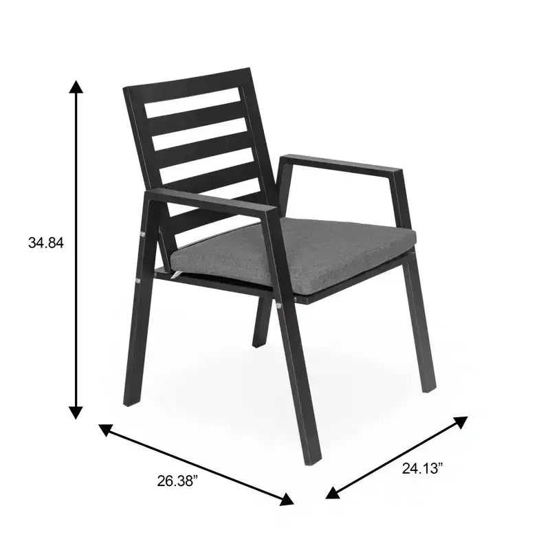 Ensemble de salle à manger d'extérieur 5 pièces LeisureMod Chelsea, table à manger ronde en aluminium de 48 pouces et 4 fauteuils de salle à manger