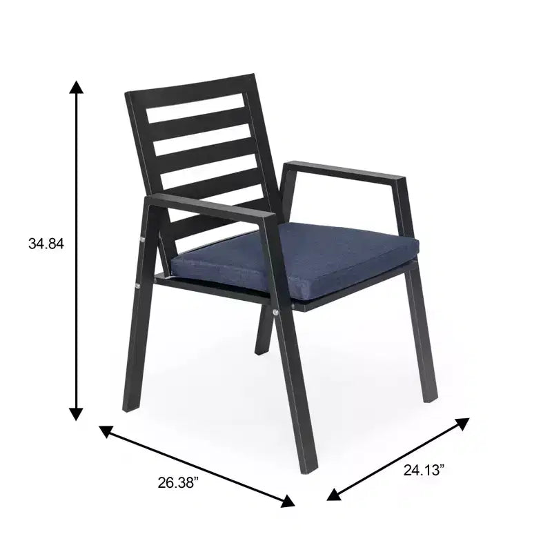 Ensemble de salle à manger d'extérieur 5 pièces LeisureMod Chelsea, table à manger ronde en aluminium de 48 pouces et 4 fauteuils de salle à manger