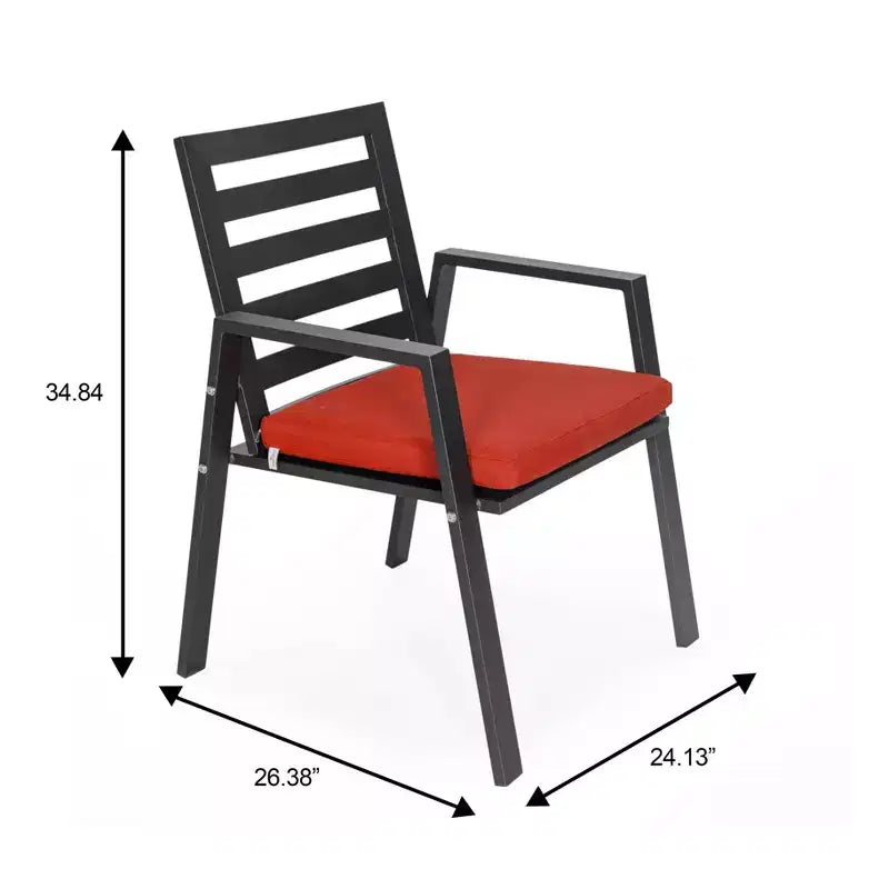 Ensemble de salle à manger d'extérieur 5 pièces LeisureMod Chelsea, table à manger ronde en aluminium de 48 pouces et 4 fauteuils de salle à manger