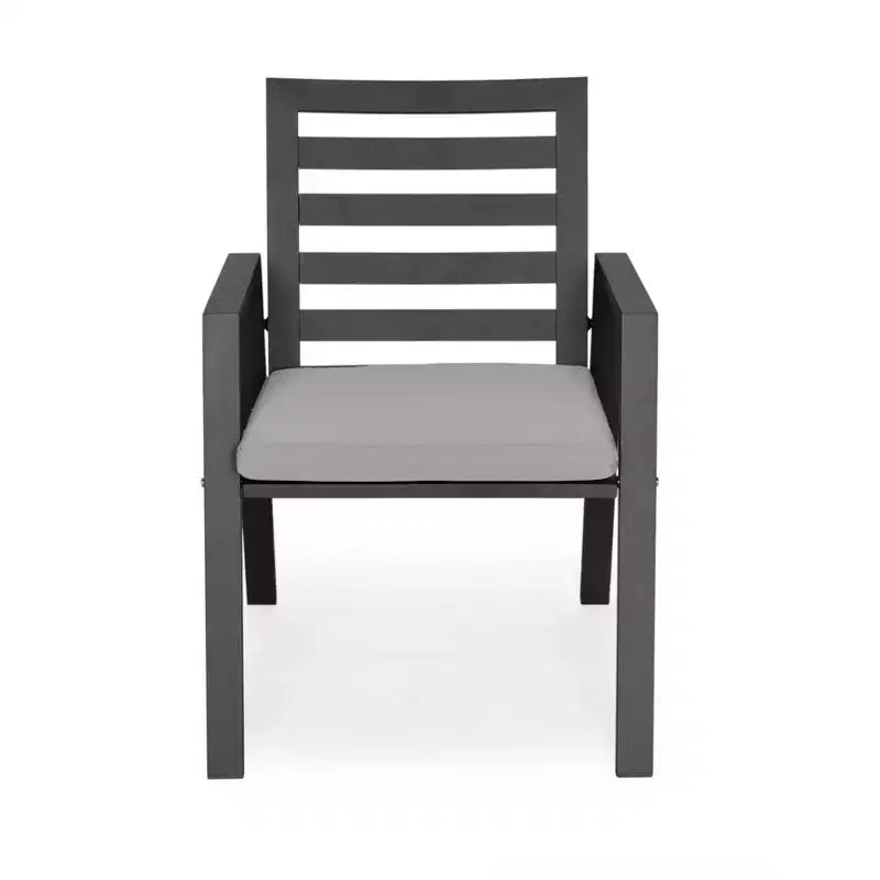 Ensemble de salle à manger d'extérieur 5 pièces LeisureMod Chelsea, table à manger ronde en aluminium de 48 pouces et 4 fauteuils de salle à manger