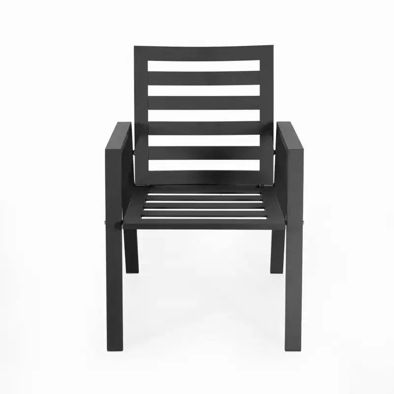 Ensemble de salle à manger d'extérieur 5 pièces LeisureMod Chelsea, table à manger ronde en aluminium de 48 pouces et 4 fauteuils de salle à manger