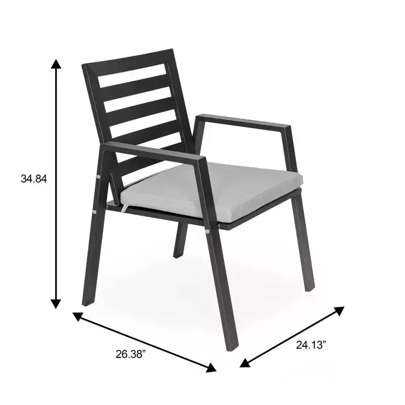 Ensemble de salle à manger d'extérieur 5 pièces LeisureMod Chelsea, table à manger ronde en aluminium de 48 pouces et 4 fauteuils de salle à manger