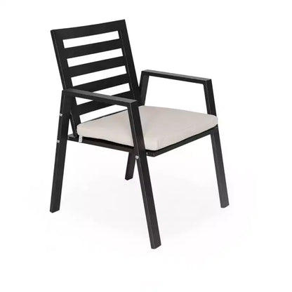Ensemble de salle à manger d'extérieur 5 pièces LeisureMod Chelsea, table à manger ronde en aluminium de 48 pouces et 4 fauteuils de salle à manger