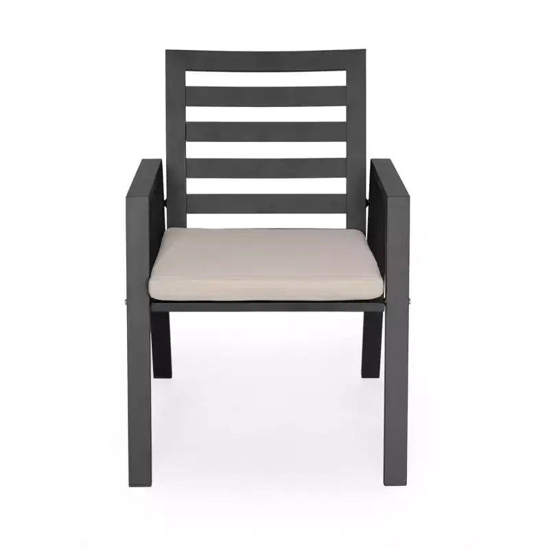 Ensemble de salle à manger d'extérieur 5 pièces LeisureMod Chelsea, table à manger ronde en aluminium de 48 pouces et 4 fauteuils de salle à manger