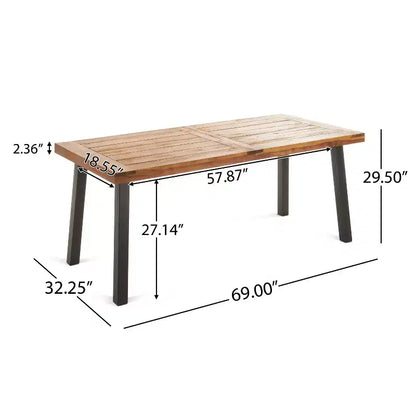 Christopher Knight Home Goleta Ensemble de salle à manger d'extérieur 7 pièces en bois d'acacia et osier avec coussins, naturel, marron et crème