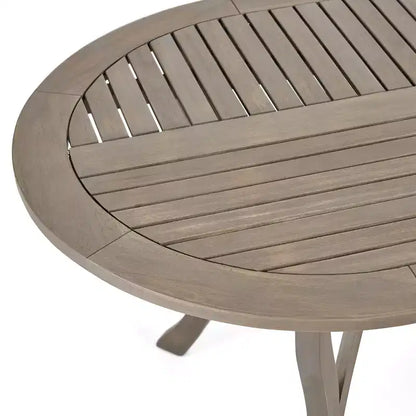 Set da pranzo Zhana per esterni in legno di acacia a 7 pezzi con cuscino di GDFStudio
