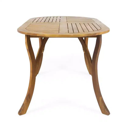 Set da pranzo Zhana per esterni in legno di acacia a 7 pezzi con cuscino di GDFStudio