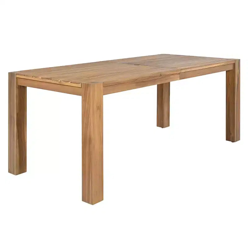Ensemble de salle à manger d'extérieur Whisen 7 pièces en bois d'acacia - 6 places avec coussins amovibles, ensemble de meubles d'extérieur avec trou pour parasol