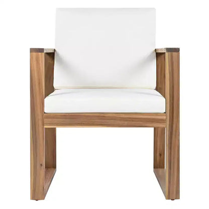 Ensemble de salle à manger d'extérieur Whisen 7 pièces en bois d'acacia - 6 places avec coussins amovibles, ensemble de meubles d'extérieur avec trou pour parasol