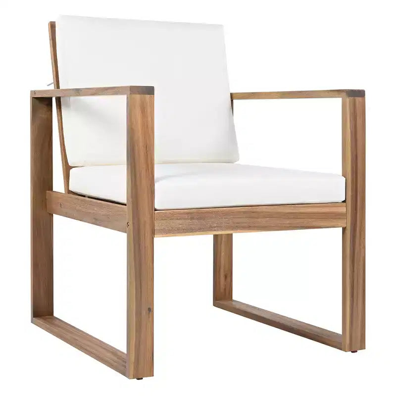 Ensemble de salle à manger d'extérieur Whisen 7 pièces en bois d'acacia - 6 places avec coussins amovibles, ensemble de meubles d'extérieur avec trou pour parasol