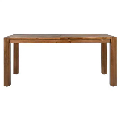 Ensemble de salle à manger d'extérieur Whisen 7 pièces en bois d'acacia - 6 places avec coussins amovibles, ensemble de meubles d'extérieur avec trou pour parasol