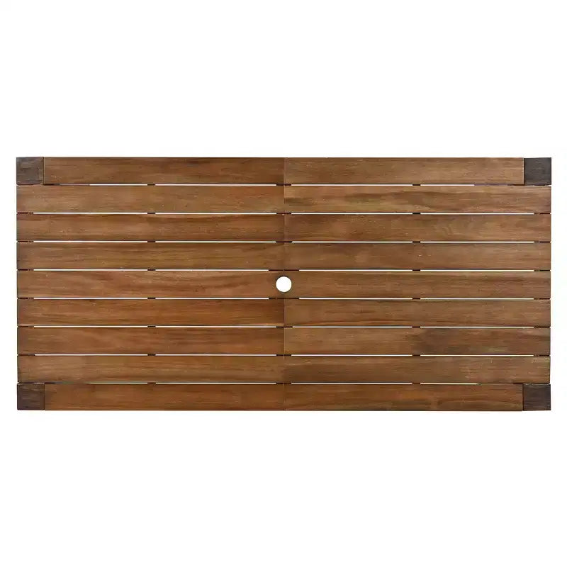Ensemble de salle à manger d'extérieur Whisen 7 pièces en bois d'acacia - 6 places avec coussins amovibles, ensemble de meubles d'extérieur avec trou pour parasol