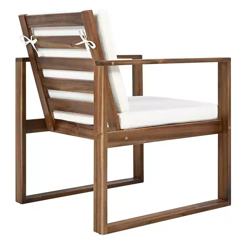 Ensemble de salle à manger d'extérieur Whisen 7 pièces en bois d'acacia - 6 places avec coussins amovibles, ensemble de meubles d'extérieur avec trou pour parasol