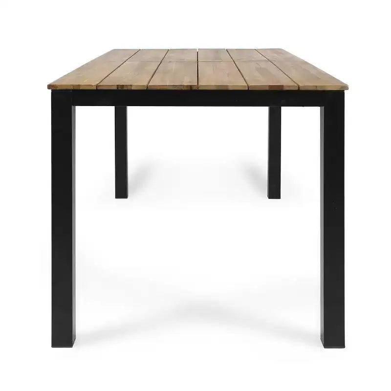 Christopher Knight Home Poppy Set da Pranzo da Esterno a 7 Pezzi in Legno di Acacia e Resina con Tavolo da Pranzo da 70.75, Nero/Teak
