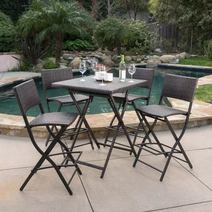 Christopher Knight Home Margarita Set da bar pieghevole da esterno a 5 pezzi in vimini, Multibrown