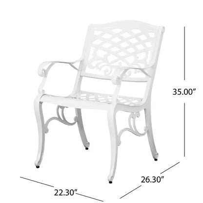 Christopher Knight Home Sarasota - Ensemble de salle à manger d'extérieur 5 pièces en fonte d'aluminium avec motifs floraux en spirale