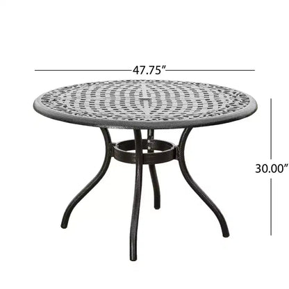 Christopher Knight Home Sarasota - Ensemble de salle à manger d'extérieur 5 pièces en fonte d'aluminium avec motifs floraux en spirale