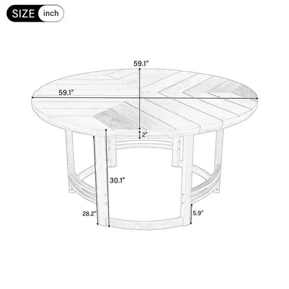 Ensemble de salle à manger d'extérieur 5 pièces Whisen pour 4, table et chaises de salle à manger rondes de patio avec trou pour parasol et coussins amovibles