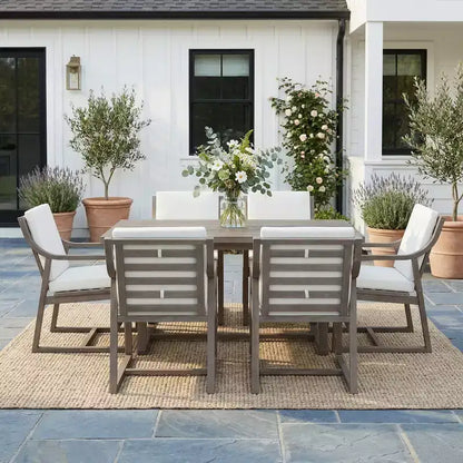 Ensemble de salle à manger d'extérieur 5 pièces Whisen pour 4, table et chaises de salle à manger rondes de patio avec trou pour parasol et coussins amovibles