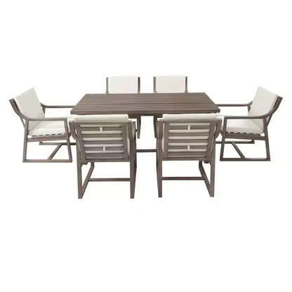 Ensemble de salle à manger d'extérieur 5 pièces Whisen pour 4, table et chaises de salle à manger rondes de patio avec trou pour parasol et coussins amovibles