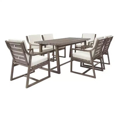 Ensemble de salle à manger d'extérieur 5 pièces Whisen pour 4, table et chaises de salle à manger rondes de patio avec trou pour parasol et coussins amovibles