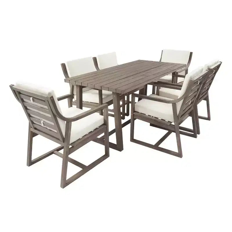 Ensemble de salle à manger d'extérieur 5 pièces Whisen pour 4, table et chaises de salle à manger rondes de patio avec trou pour parasol et coussins amovibles
