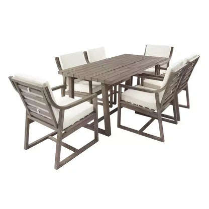 Ensemble de salle à manger d'extérieur 5 pièces Whisen pour 4, table et chaises de salle à manger rondes de patio avec trou pour parasol et coussins amovibles