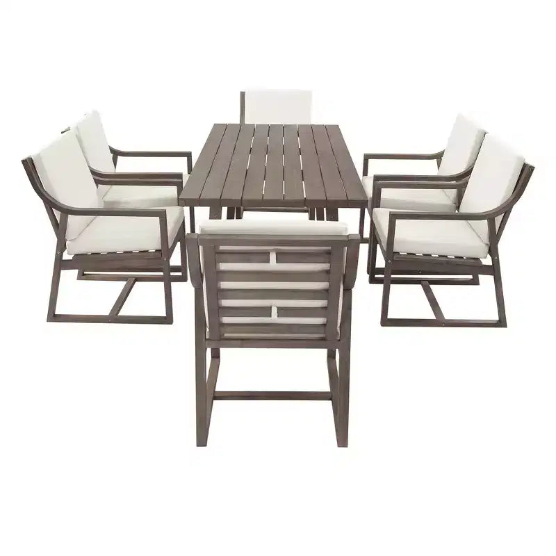 Ensemble de salle à manger d'extérieur 5 pièces Whisen pour 4, table et chaises de salle à manger rondes de patio avec trou pour parasol et coussins amovibles