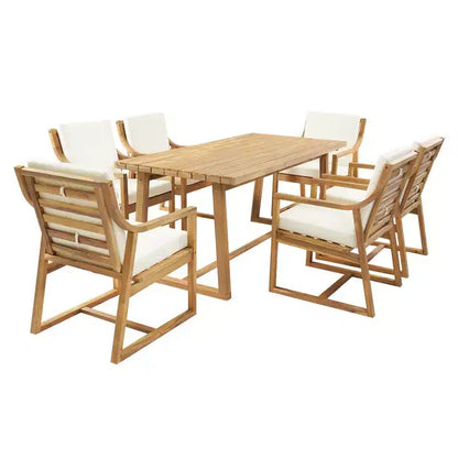 Ensemble de salle à manger d'extérieur 5 pièces Whisen pour 4, table et chaises de salle à manger rondes de patio avec trou pour parasol et coussins amovibles