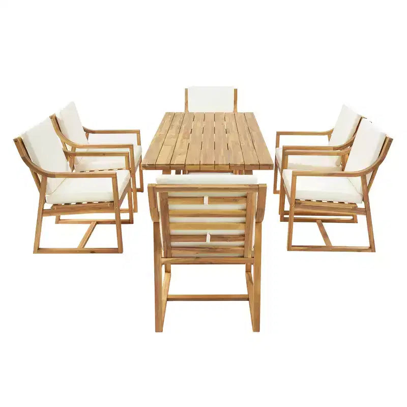 Ensemble de salle à manger d'extérieur 5 pièces Whisen pour 4, table et chaises de salle à manger rondes de patio avec trou pour parasol et coussins amovibles