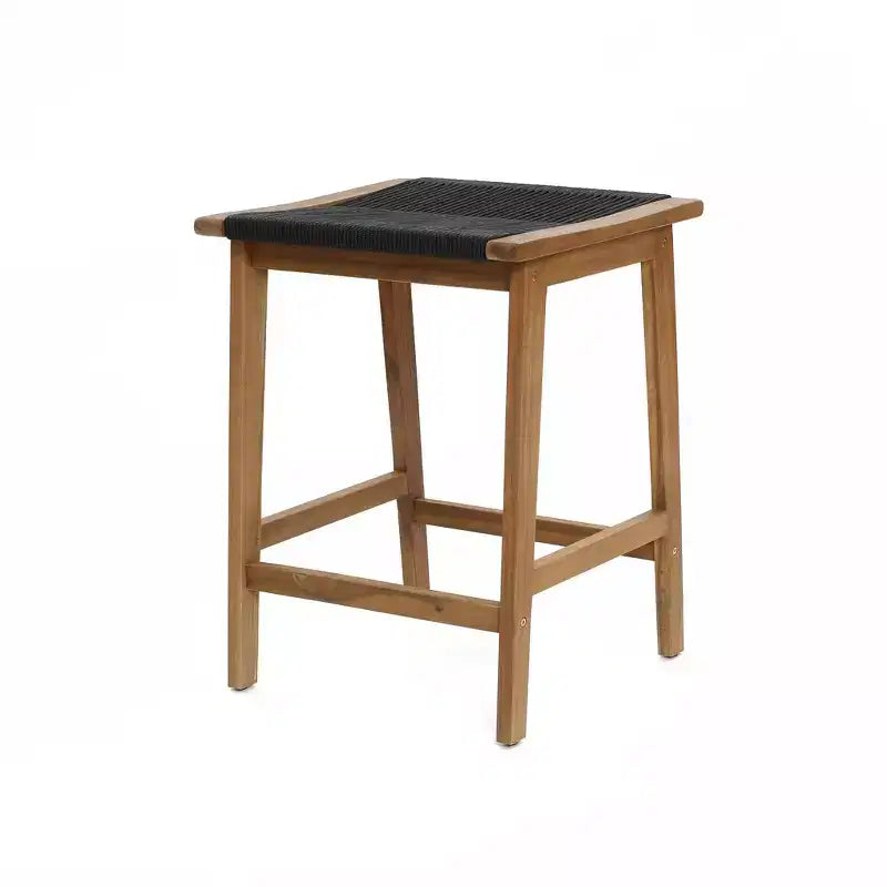 LuxenHome Ensemble table et 4 tabourets de comptoir en bois d'acacia pour 4 personnes, marron