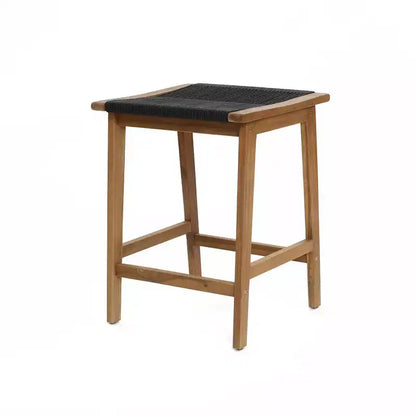 LuxenHome Ensemble table et 4 tabourets de comptoir en bois d'acacia pour 4 personnes, marron