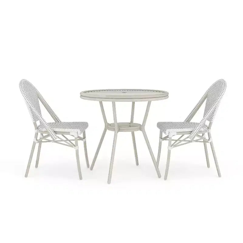 Martha Stewart Lily Pond Indoor-Outdoor Bistro Dining Table with 2 Stackable Bistro Chairs