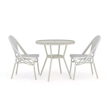 Martha Stewart Lily Pond Indoor-Outdoor Bistro Dining Table with 2 Stackable Bistro Chairs