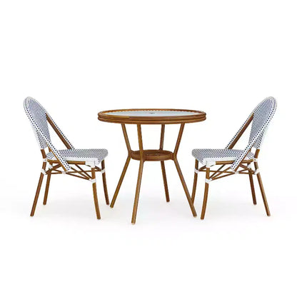 Table de salle à manger de bistrot Martha Stewart Lily Pond, intérieure-extérieure, avec 2 chaises de bistrot empilables