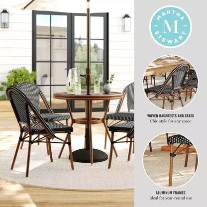 Table de salle à manger de bistrot intérieure/extérieure Lily Pond de Martha Stewart avec 4 chaises de bistrot empilables