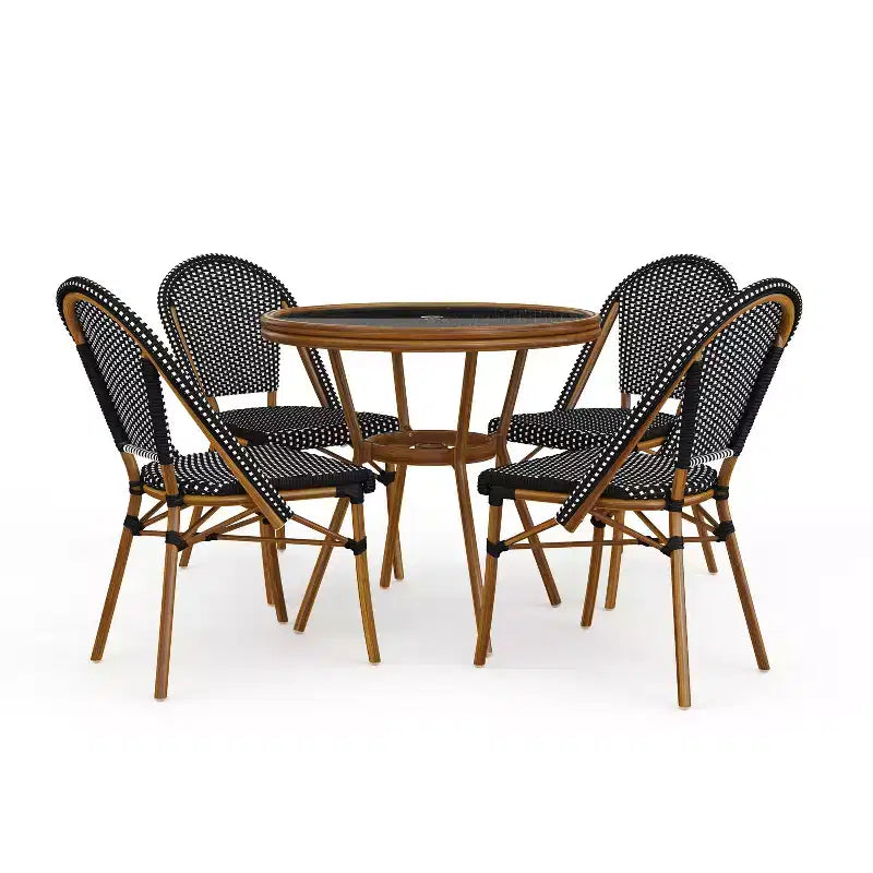 Table de salle à manger de bistrot intérieure/extérieure Lily Pond de Martha Stewart avec 4 chaises de bistrot empilables