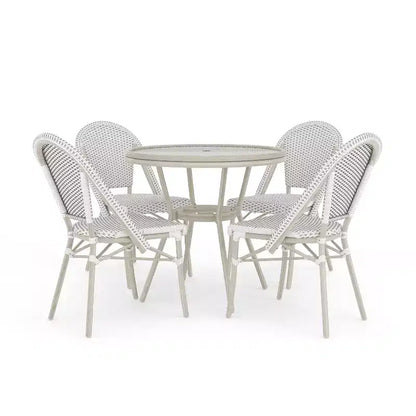 Martha Stewart Lily Pond Indoor-Outdoor Bistro Dining Table with 4 Stackable Bistro Chairs