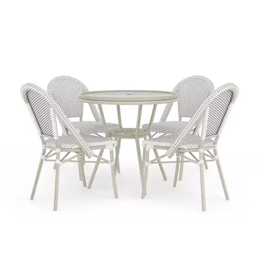 Martha Stewart Lily Pond Indoor-Outdoor Bistro Dining Table with 4 Stackable Bistro Chairs