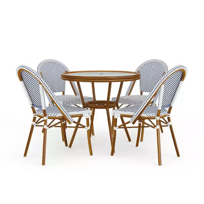 Table de salle à manger de bistrot intérieure/extérieure Lily Pond de Martha Stewart avec 4 chaises de bistrot empilables
