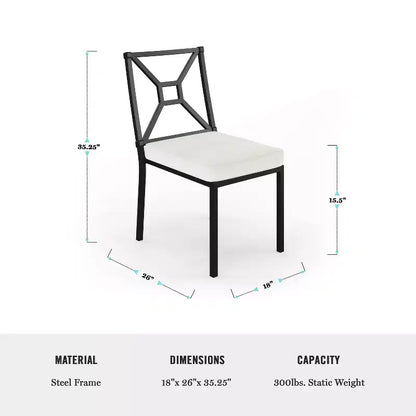 Ensemble de salle à manger d'extérieur 9 pièces Martha Stewart avec 8 chaises empilables et table de 71 pouces, en acier noir